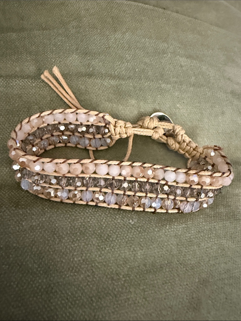 Beige Crystal Wrap Bracelet